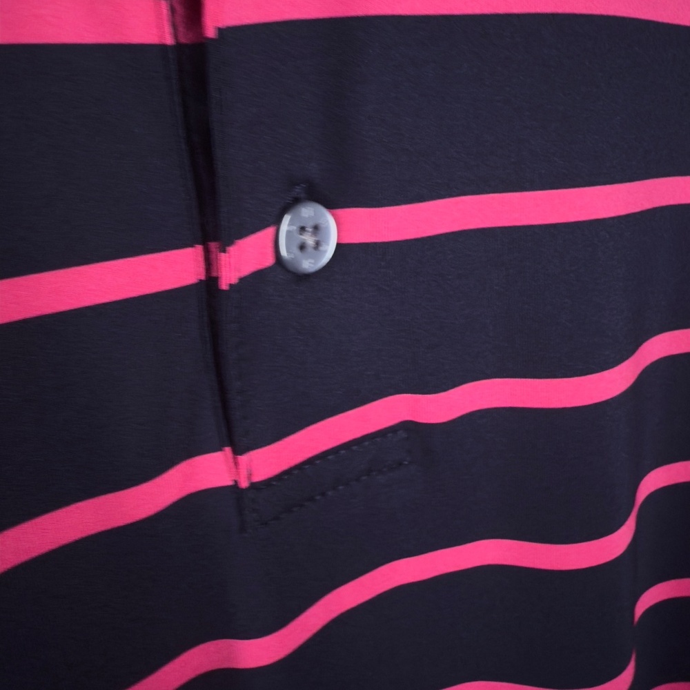 FootJoy Navy and Hot Pink Striped Short Sleeve Button Down Shirt - Picture 8 of 10